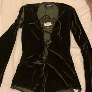 NWT Reformation Velvet Body Suit